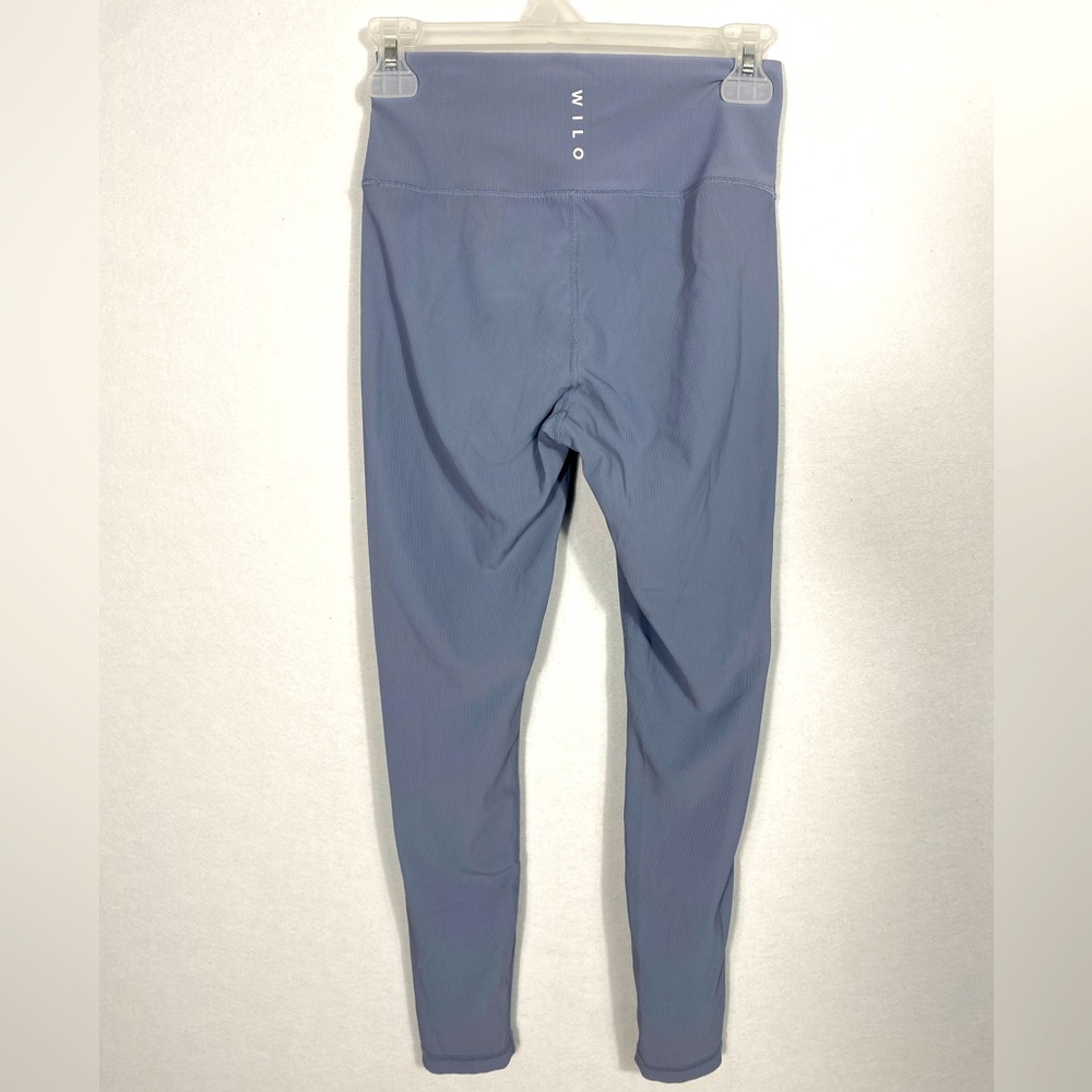 Wilo Periwinkle Blue Ribbed High-Waisted Full length Leggings size medium